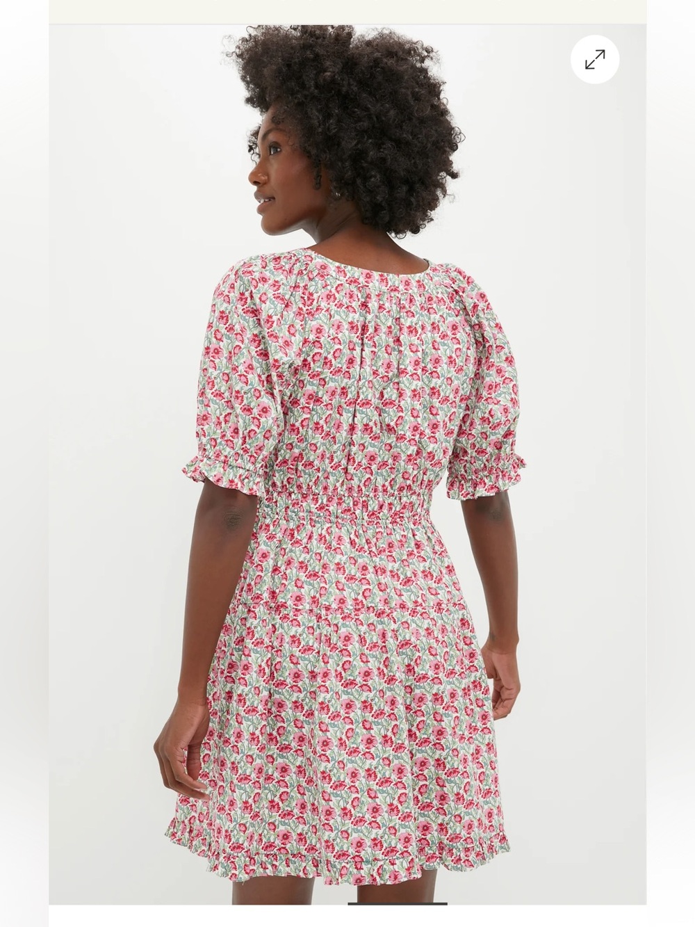 NWT HYACINTH HOUSE RED DAHLIA DOROTHY MINI DRESS MEDIUM RED GREEN FLORAL - Picture 9 of 10